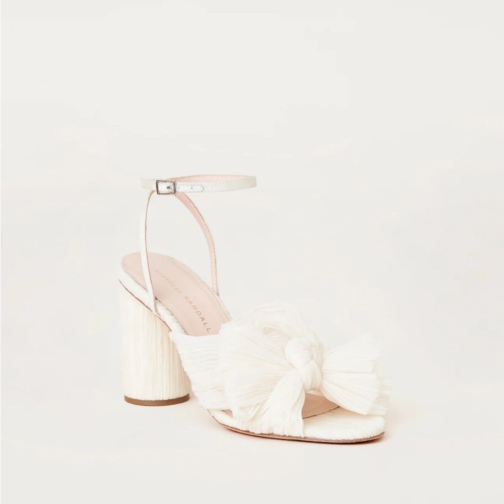 Loeffler Randall White Bow Ankle Strap Heels